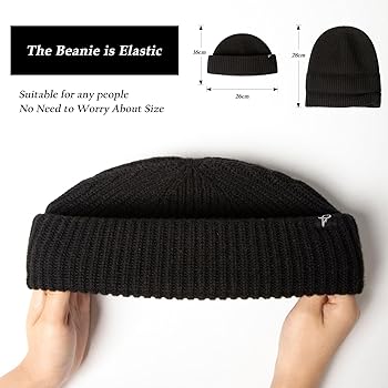 USA製Wool Greek Fishermanフィッシャーマン 黒 M 新品 Black Oversize M/L Winter Short Fisherman Beanie Merino Wool Blend